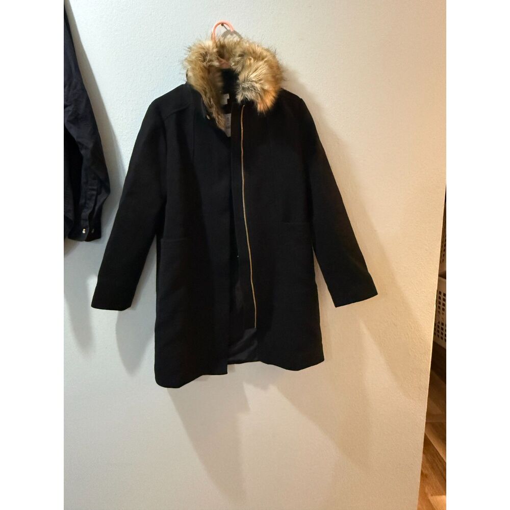 J. Crew Crewcuts Black Chateau Wool & Faux Fur Parka Coat Big Girls Size 16 NWT